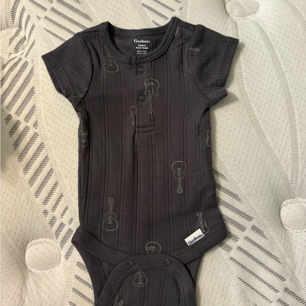 Gerber Charcoal Guitar Pattern Bodysuit